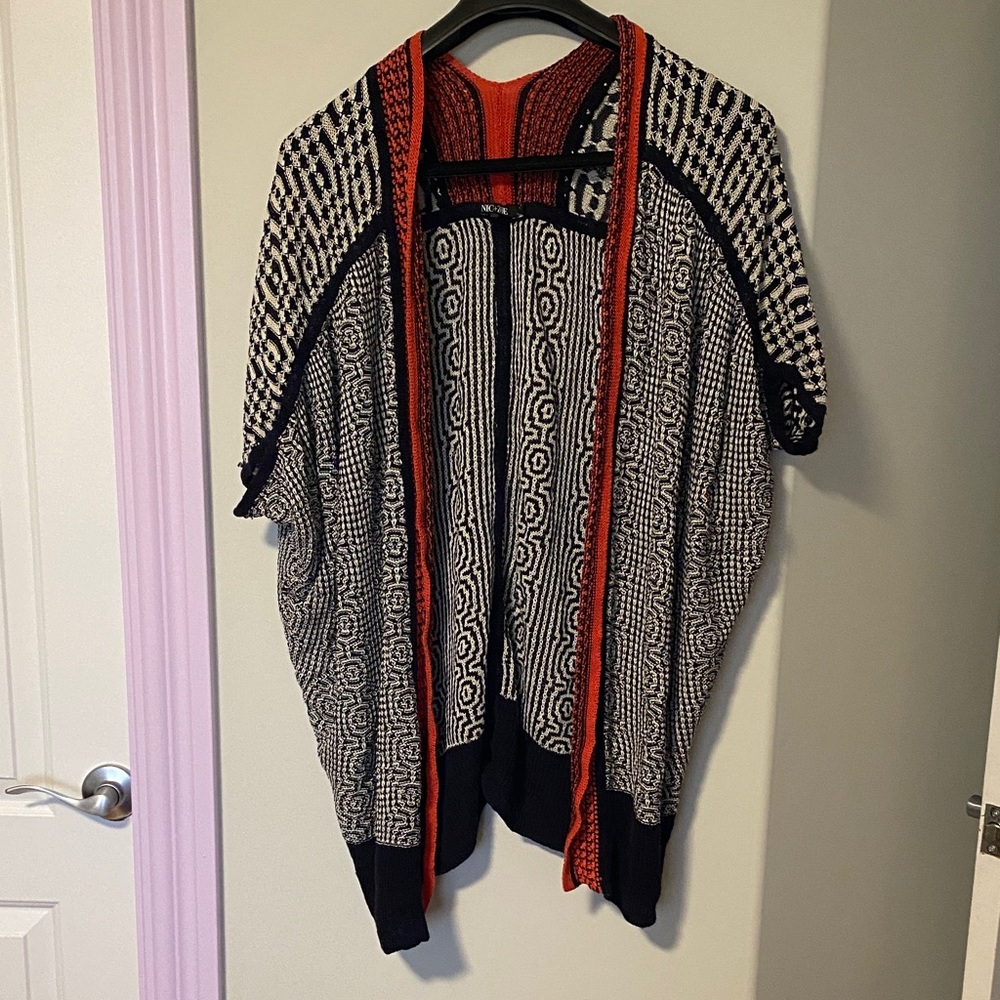 NIC+ZOE black  and White Knit with Orange Detail M/L